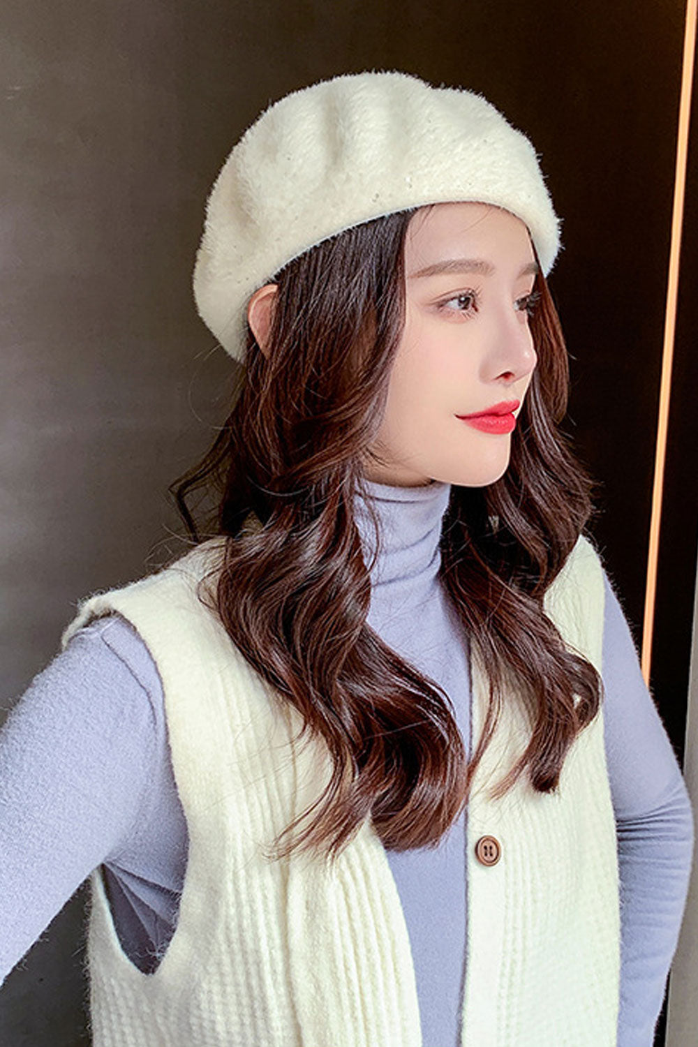 Women Shiny Small Sequins Decorated Beautiful Thick Beret Hat