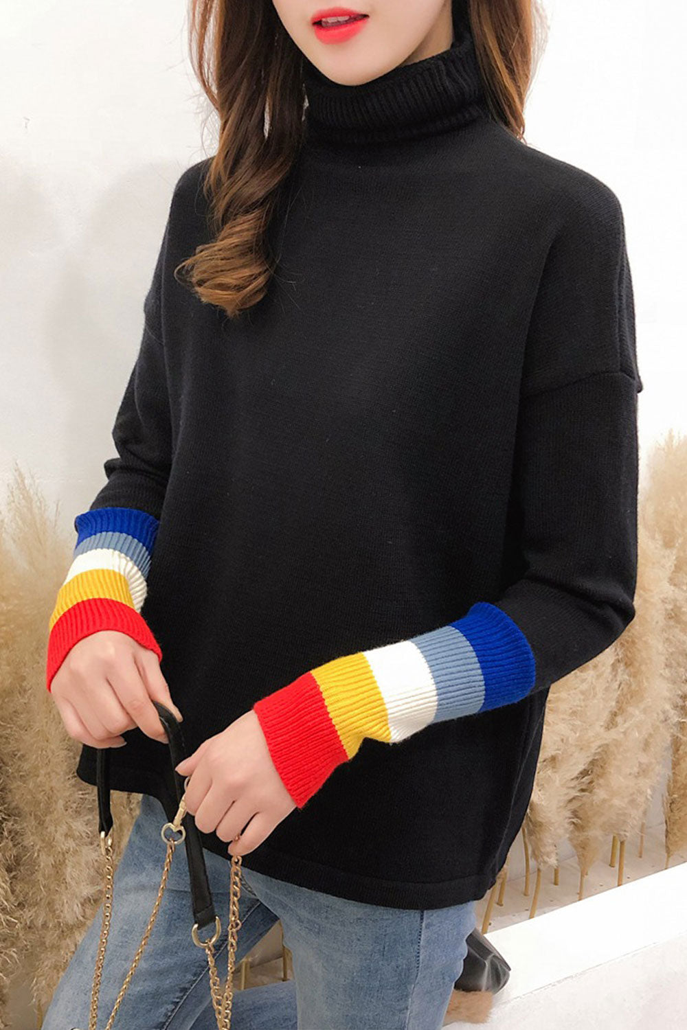 Women Long Sleeve Thick Comfortable Warm Turtle Neck Sweater