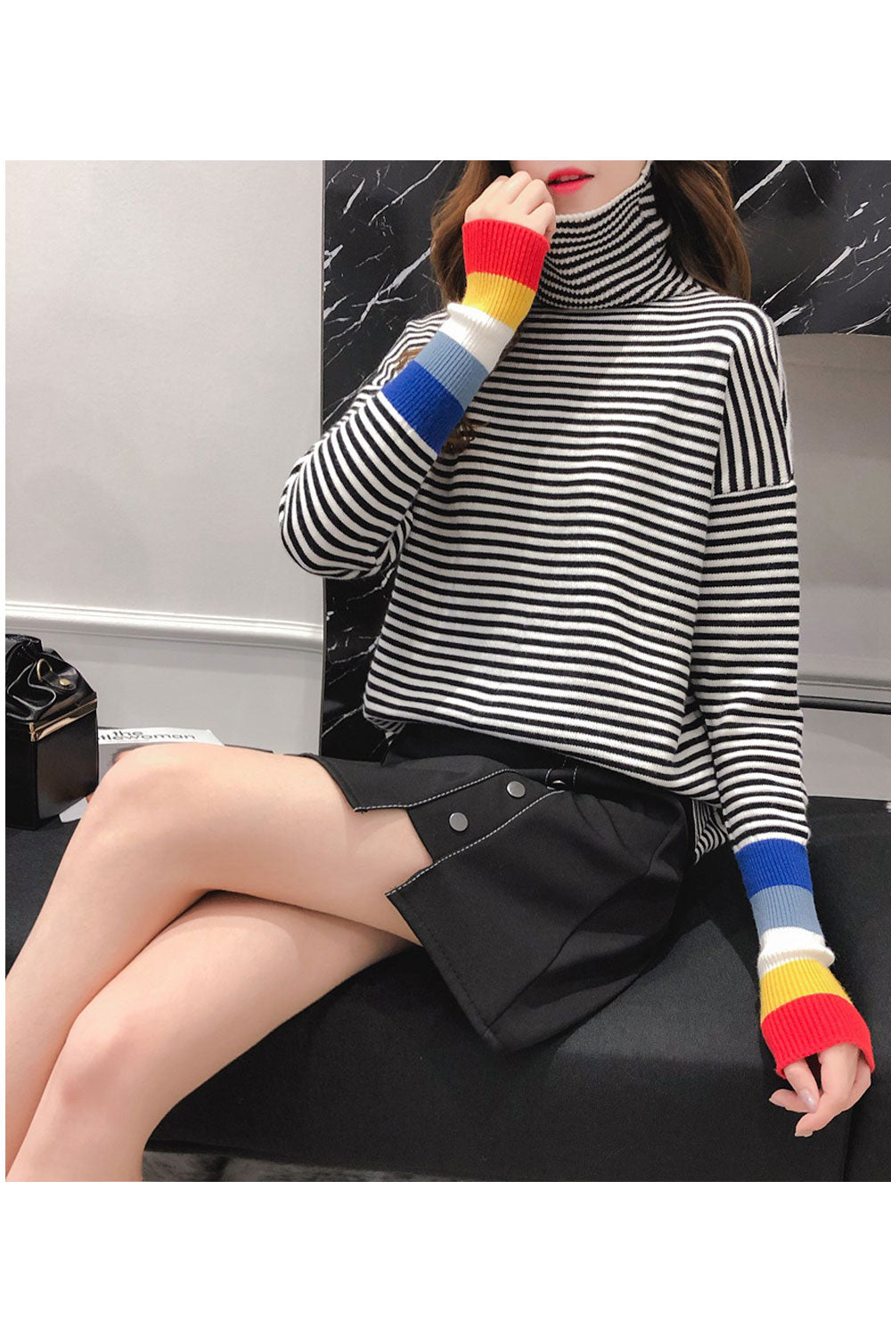 Women Long Sleeve Thick Comfortable Warm Turtle Neck Sweater