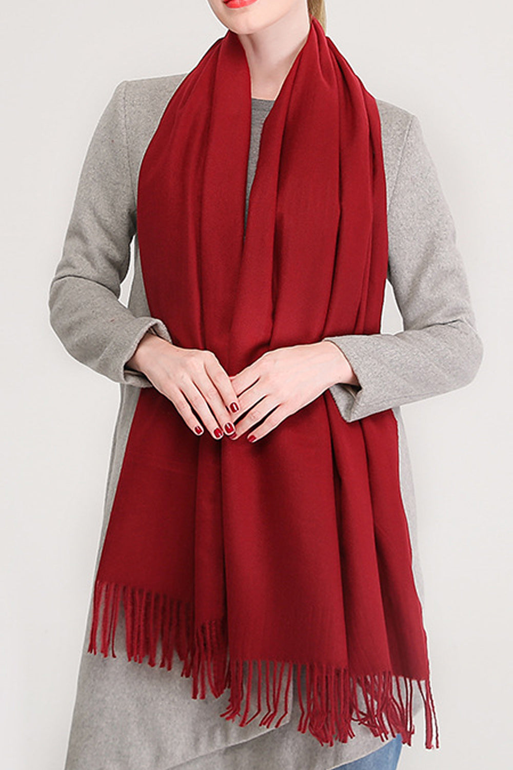 Women Solid Colored Elegant Thick Winter Muffler