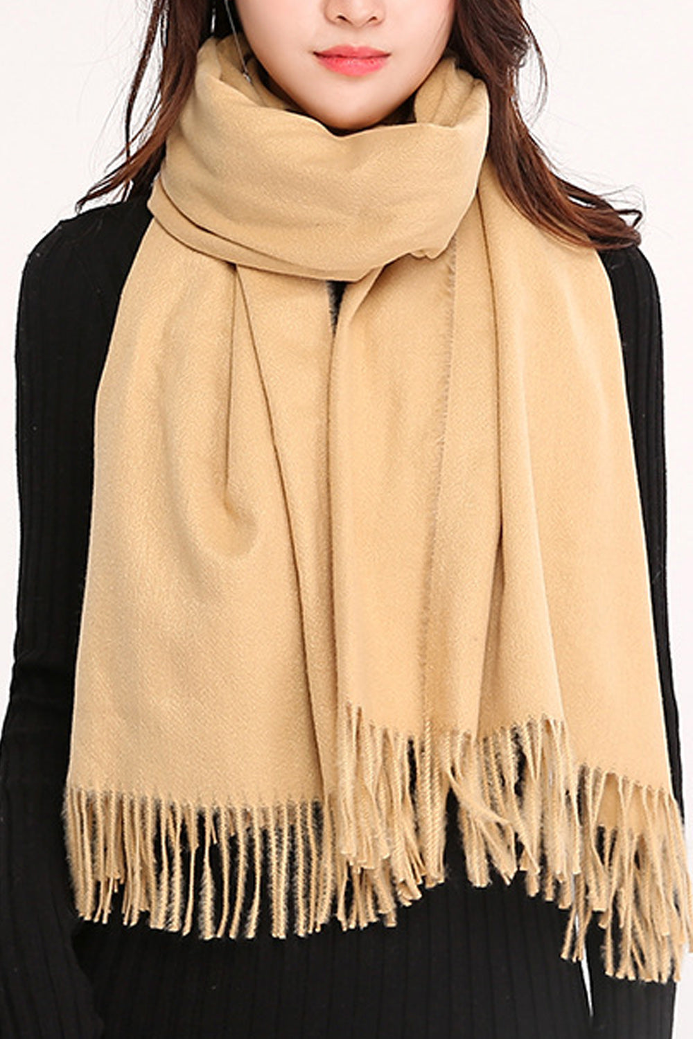 Women Solid Colored Elegant Thick Winter Muffler