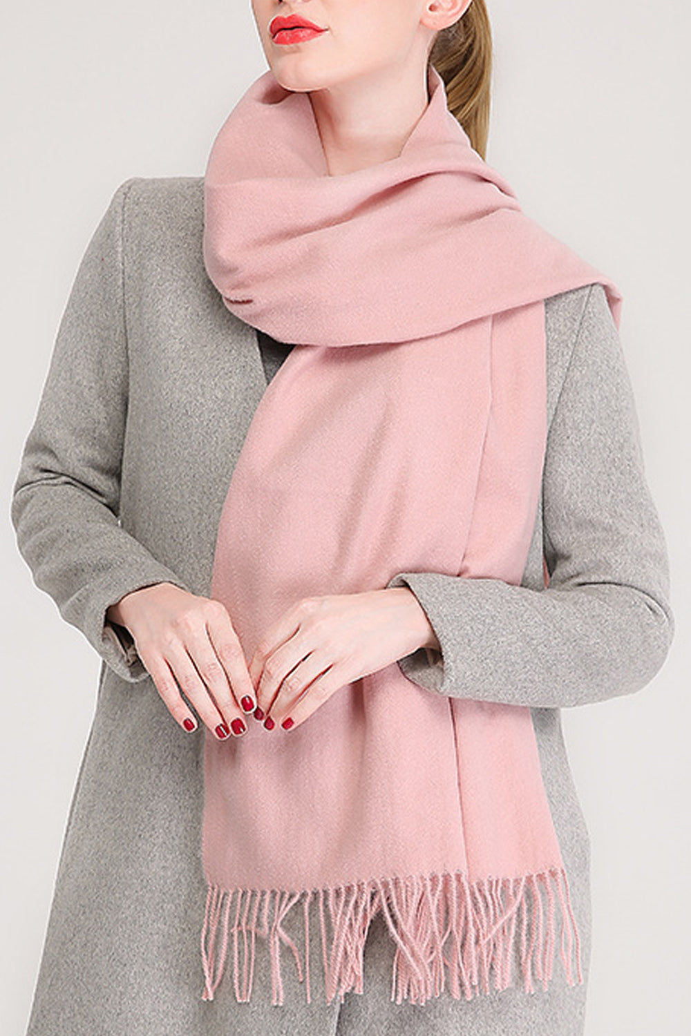 Women Solid Colored Elegant Thick Winter Muffler