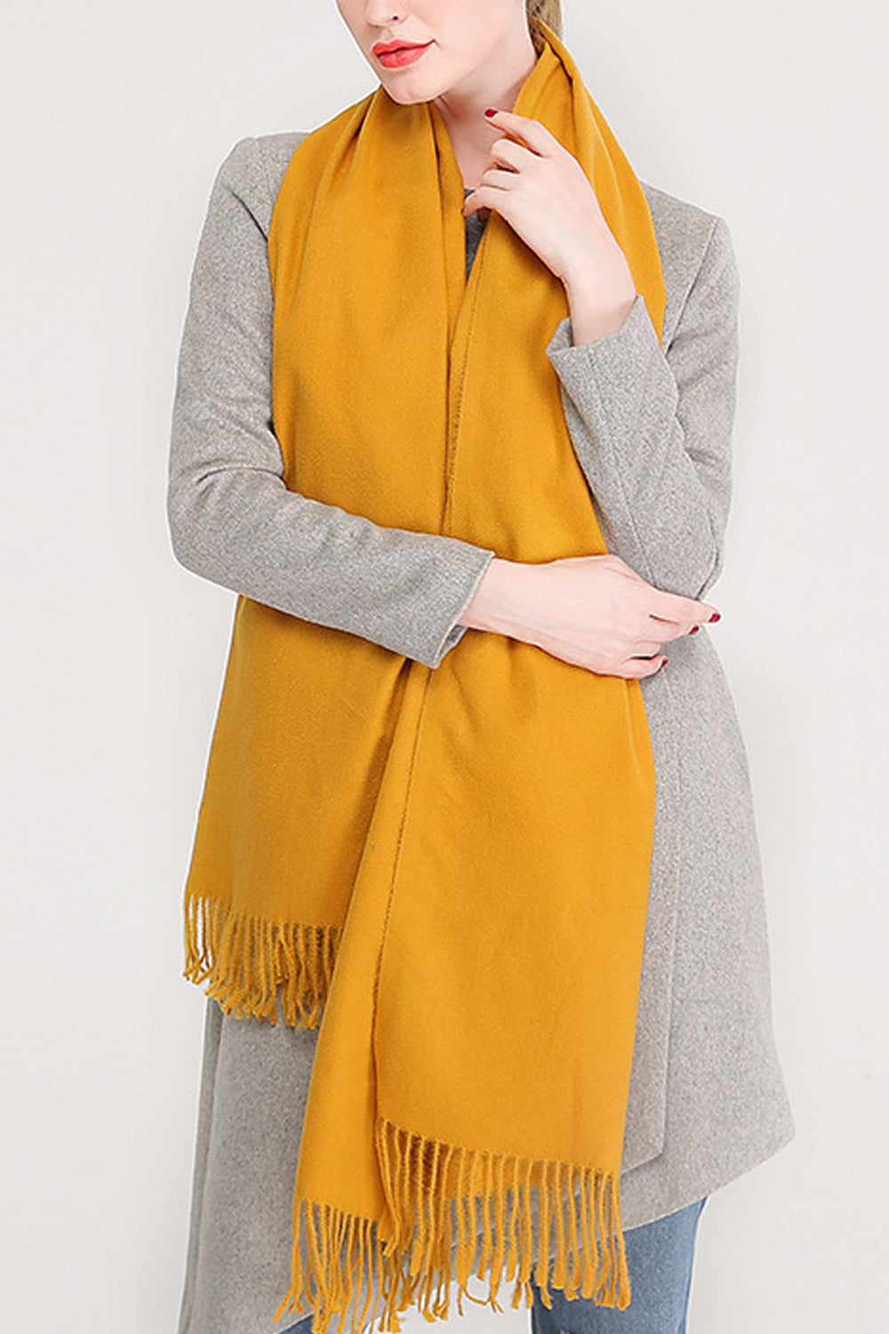 Women Solid Colored Elegant Thick Winter Muffler