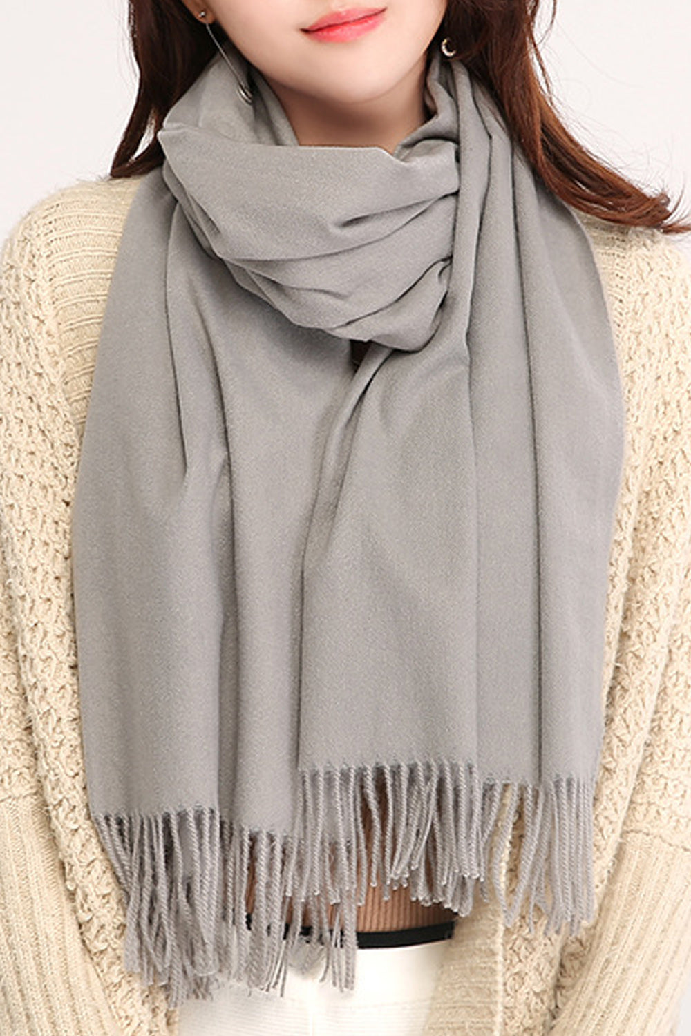 Women Solid Colored Elegant Thick Winter Muffler