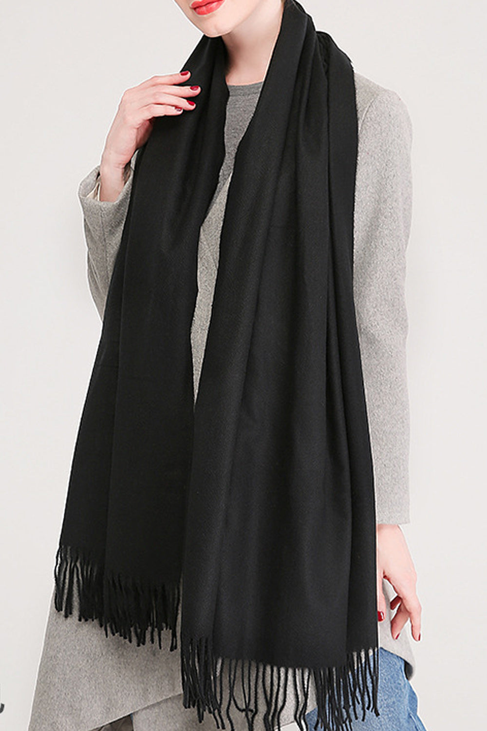 Women Solid Colored Elegant Thick Winter Muffler