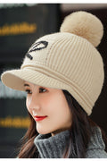 Women Hair Ball Decorated Letter Pattern Magnificent Beret Hat