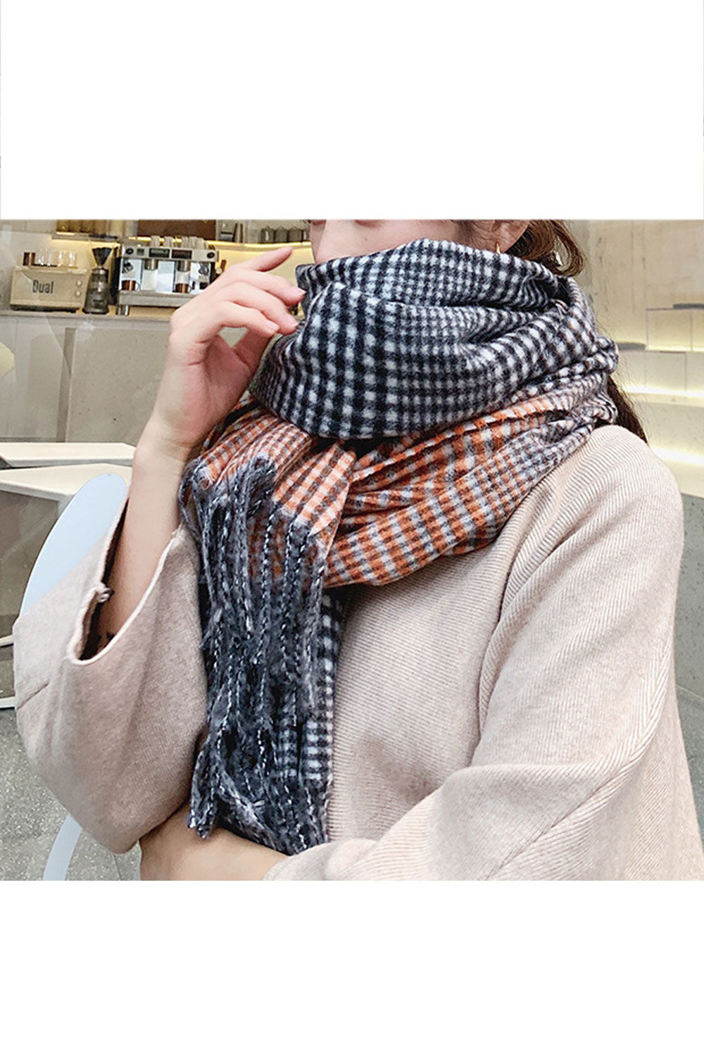 Women Classy Tassel Hem Trendy Winter Warm Muffler