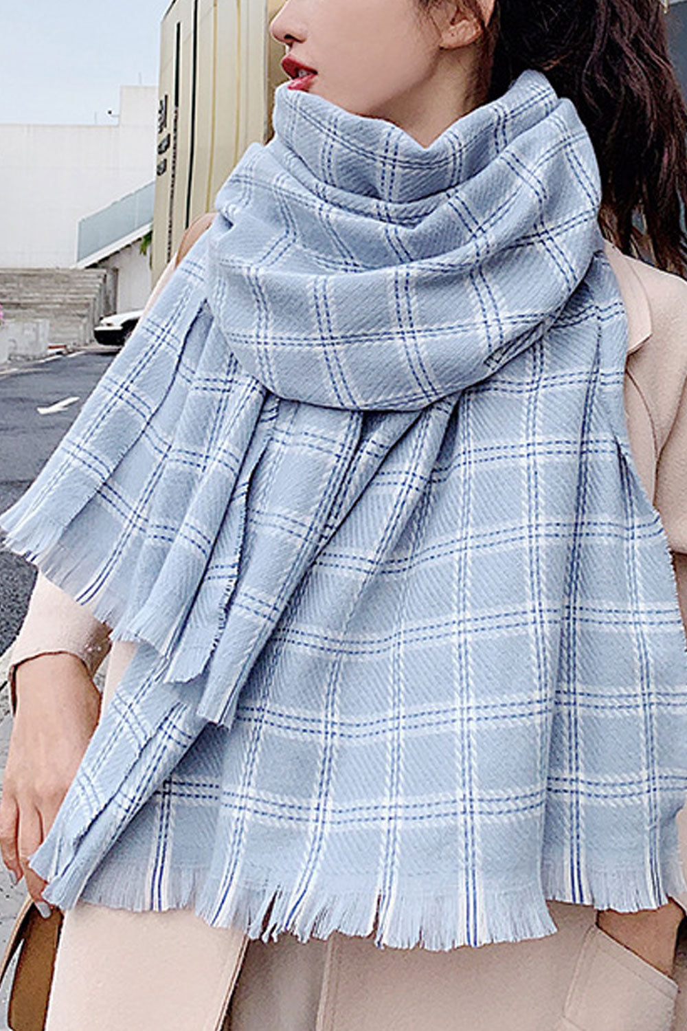 Women Plaid Pattern Winter Warm Casual Muffler