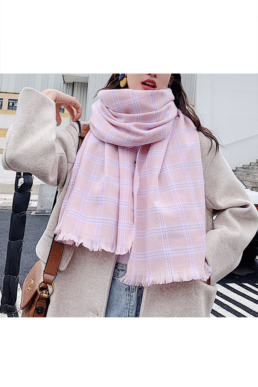 Women Plaid Pattern Winter Warm Casual Muffler