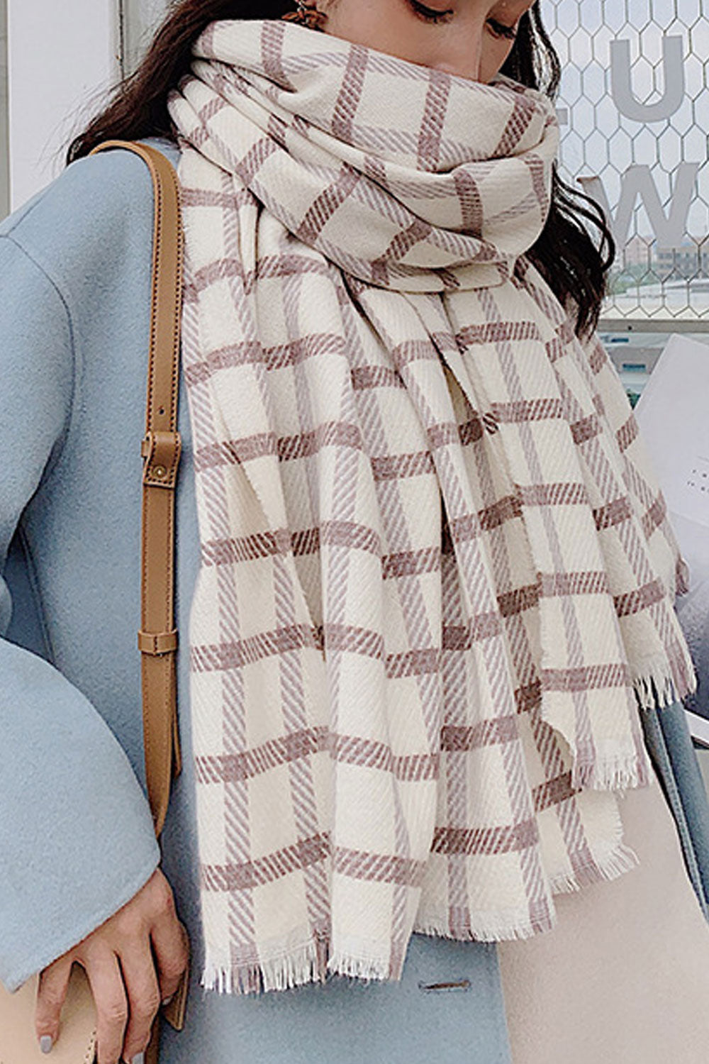 Women Plaid Pattern Winter Warm Casual Muffler
