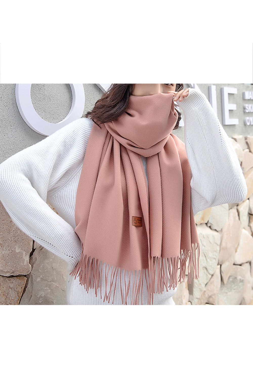 Women Decent Styled Casual Solid Colored Warm Muffler
