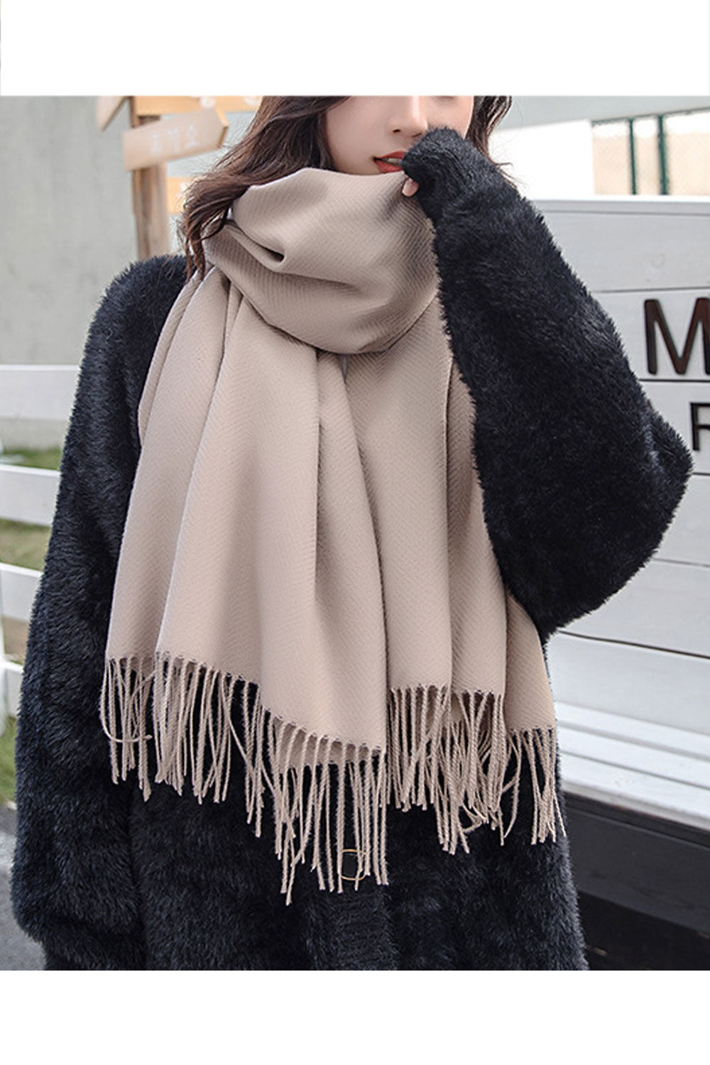 Women Decent Styled Casual Solid Colored Warm Muffler