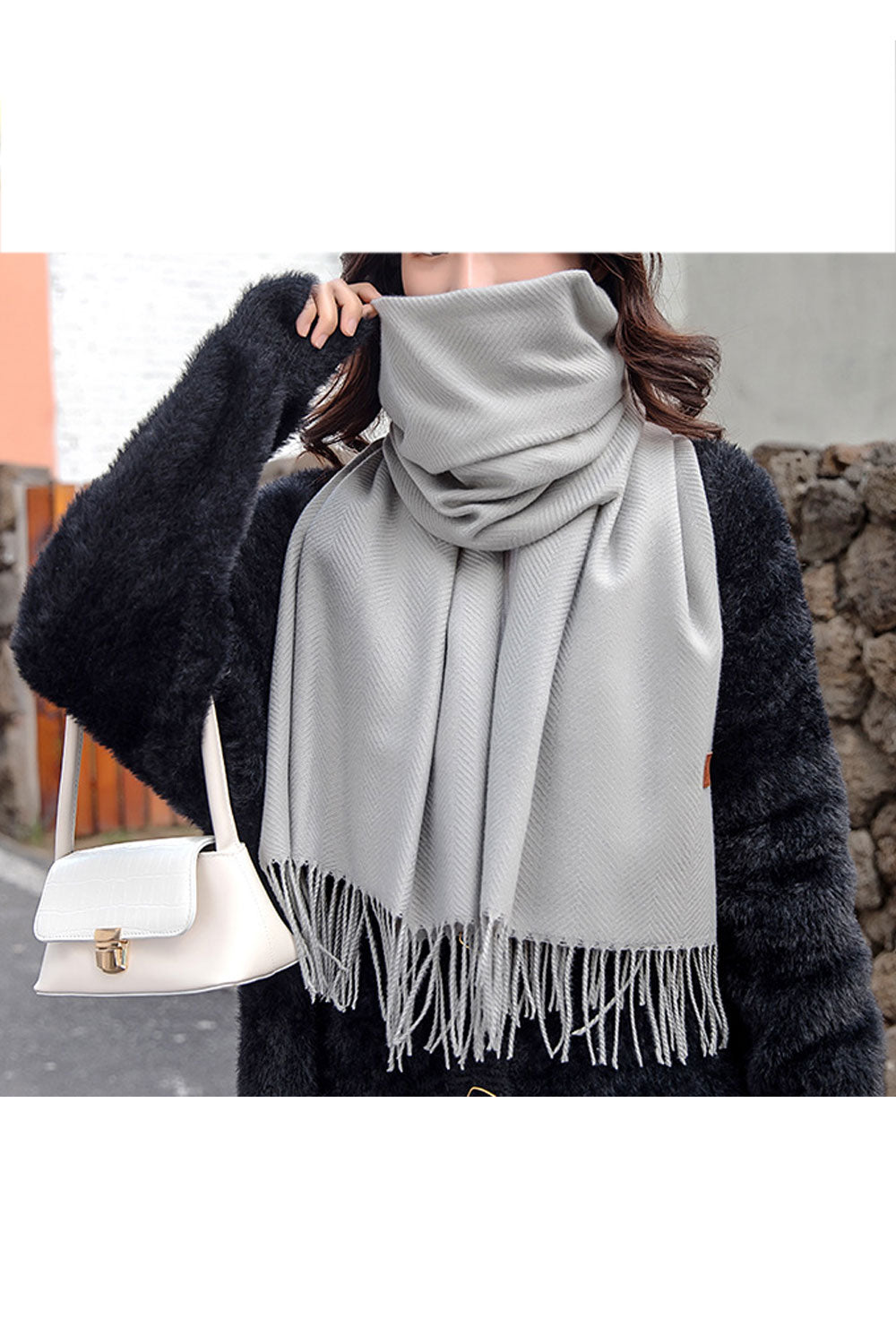 Women Decent Styled Casual Solid Colored Warm Muffler