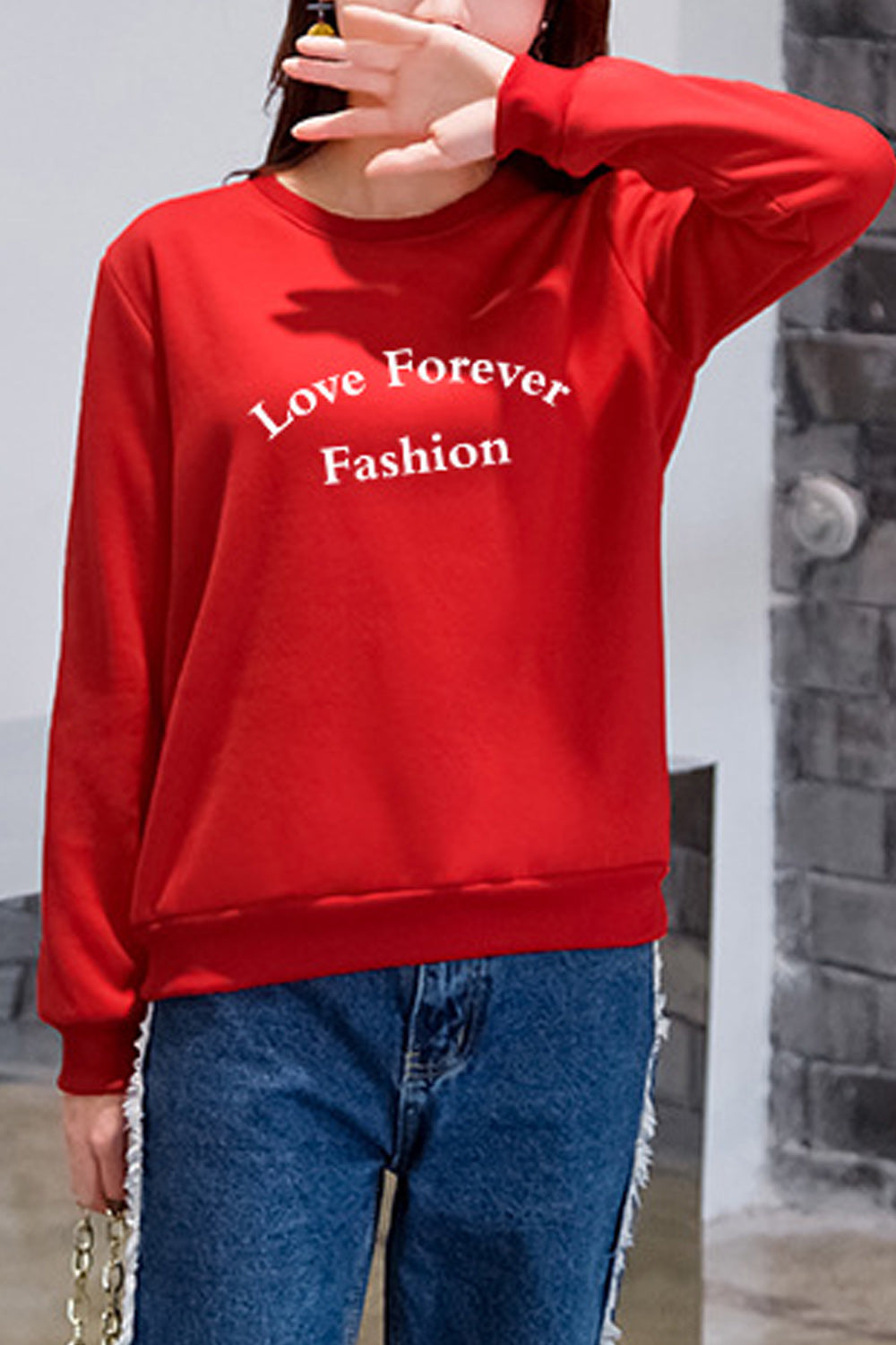Women Beautiful Letter Printed Easy Round Neck Convenient Sweatshirt
