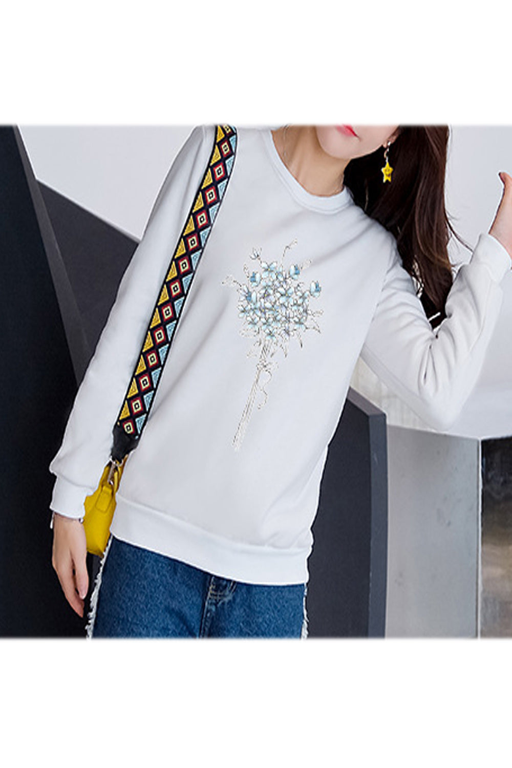 Women Beautiful Letter Printed Easy Round Neck Convenient Sweatshirt