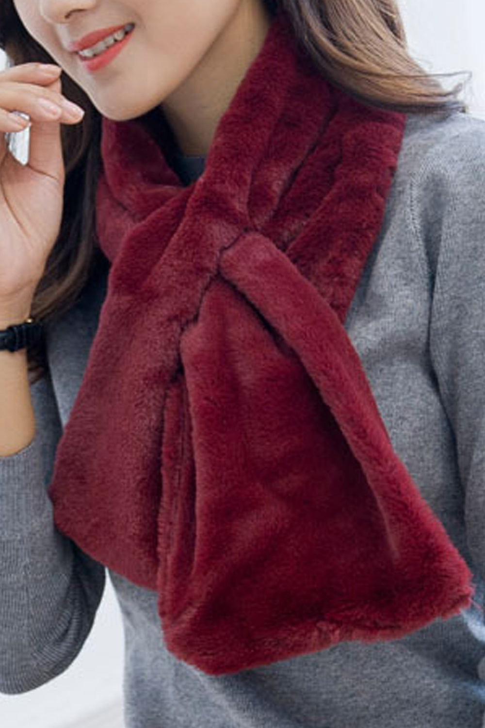 Women Cozy Solid Pattern Soft Winter Elegant Muffler