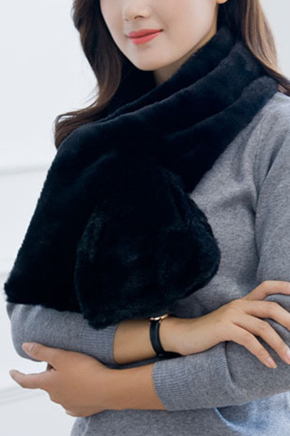 Women Cozy Solid Pattern Soft Winter Elegant Muffler