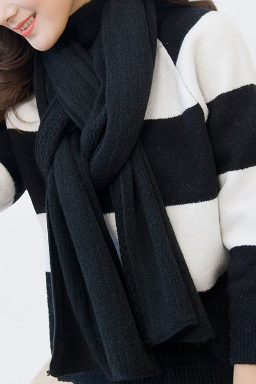 Women Simple Styled Solid Pattern Warm Long Length Cozy Muffler