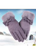 Women Soft Solid Colored Warm Winter Casual Windproof Suede Gloves
