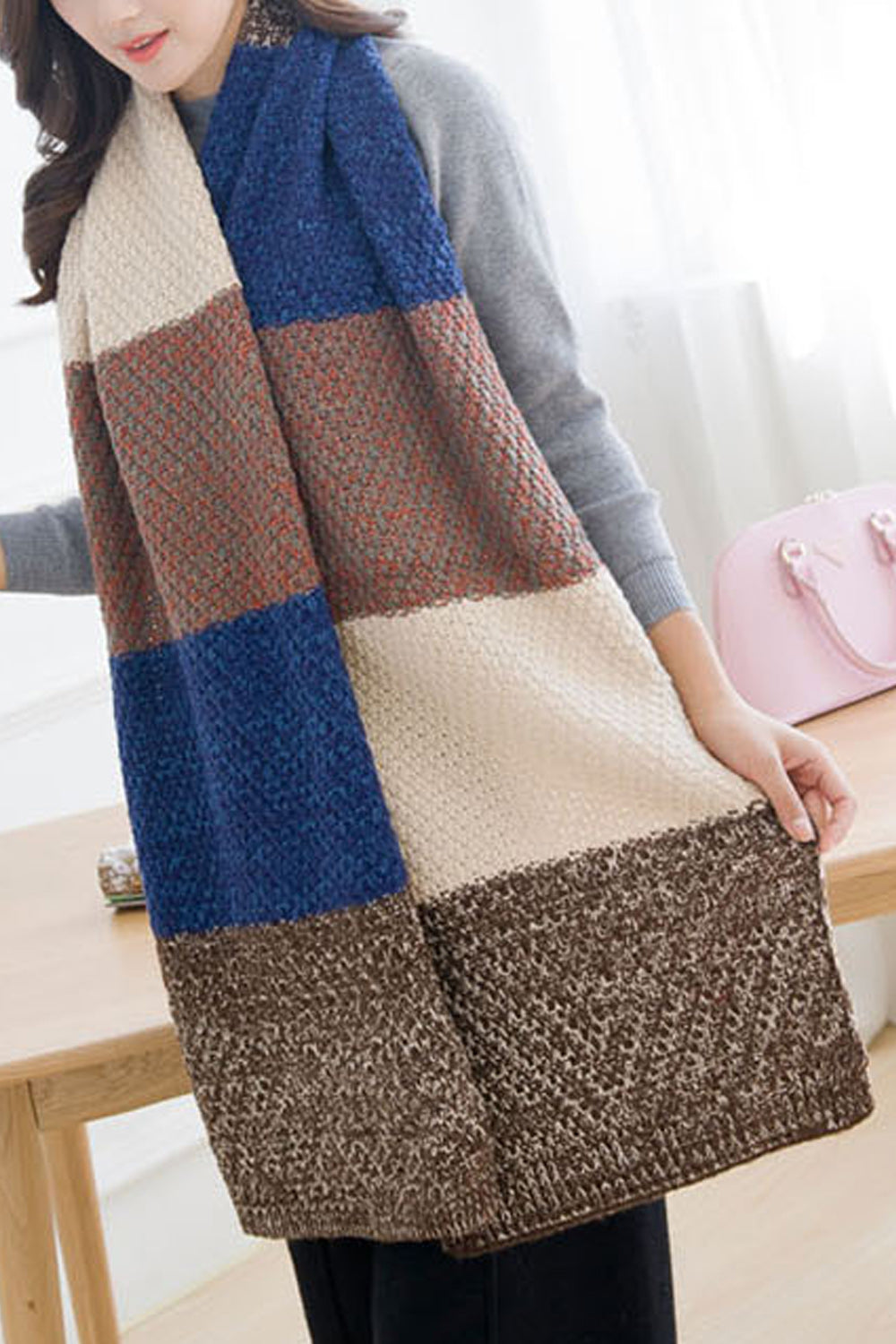 Women Thick Solid Pattern Casual Winter Breathable Muffler