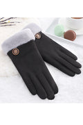 Women Elegant Solid Colored Comfortable Thick Winter Suede Gloves
