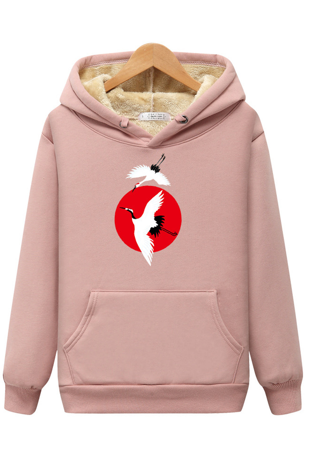 Women Stylish Printed Pattern Long Sleeve Thick Ribbed Cuff Hoodie