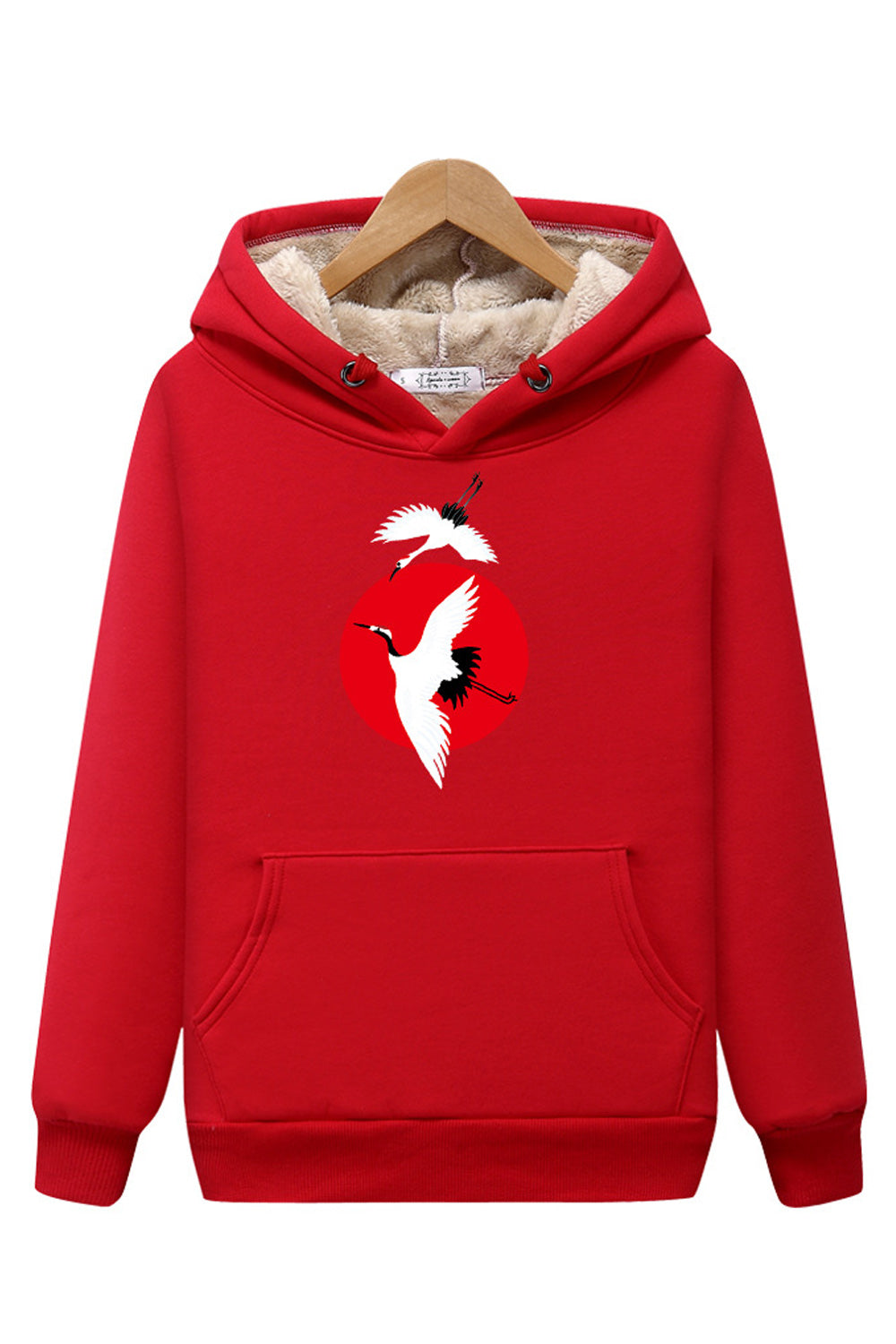 Women Stylish Printed Pattern Long Sleeve Thick Ribbed Cuff Hoodie