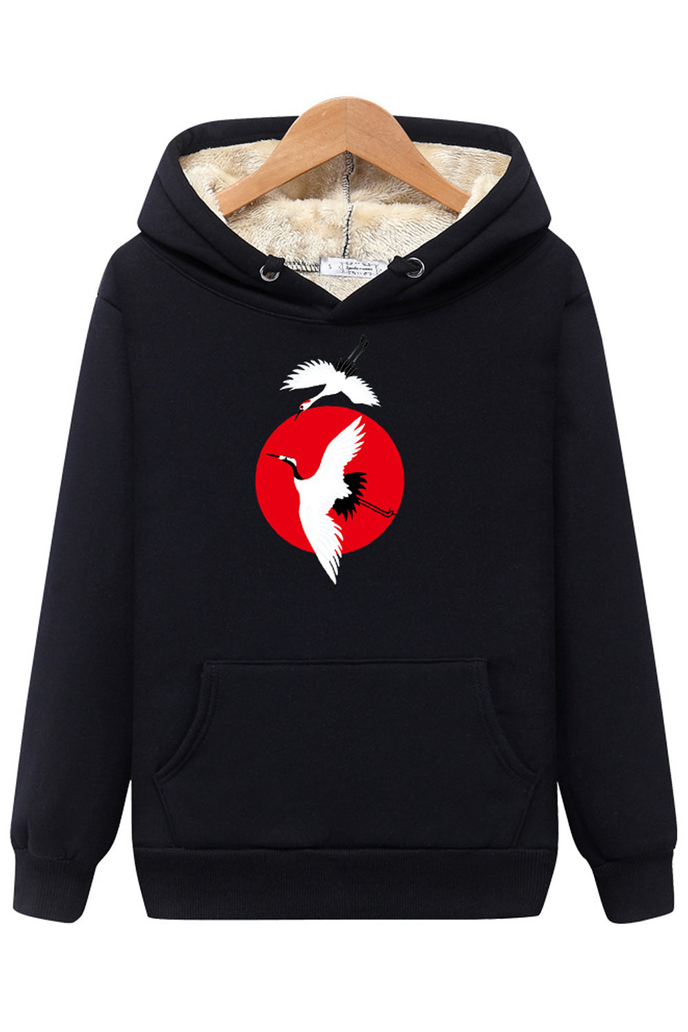Women Stylish Printed Pattern Long Sleeve Thick Ribbed Cuff Hoodie