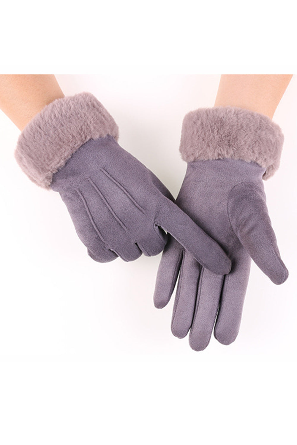 Women Warm Thick Solid Pattern Magnificent Suede Gloves