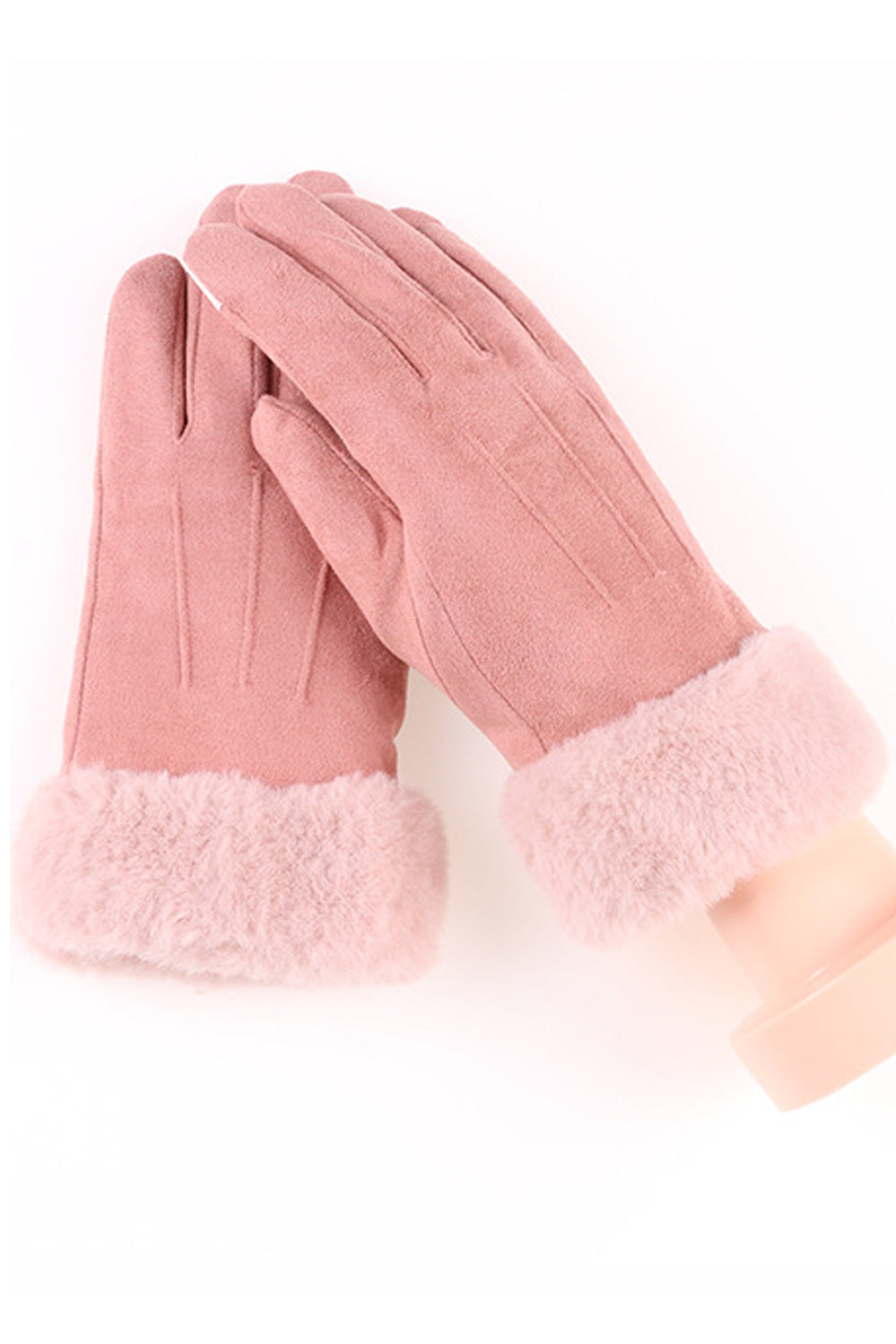 Women Warm Thick Solid Pattern Magnificent Suede Gloves
