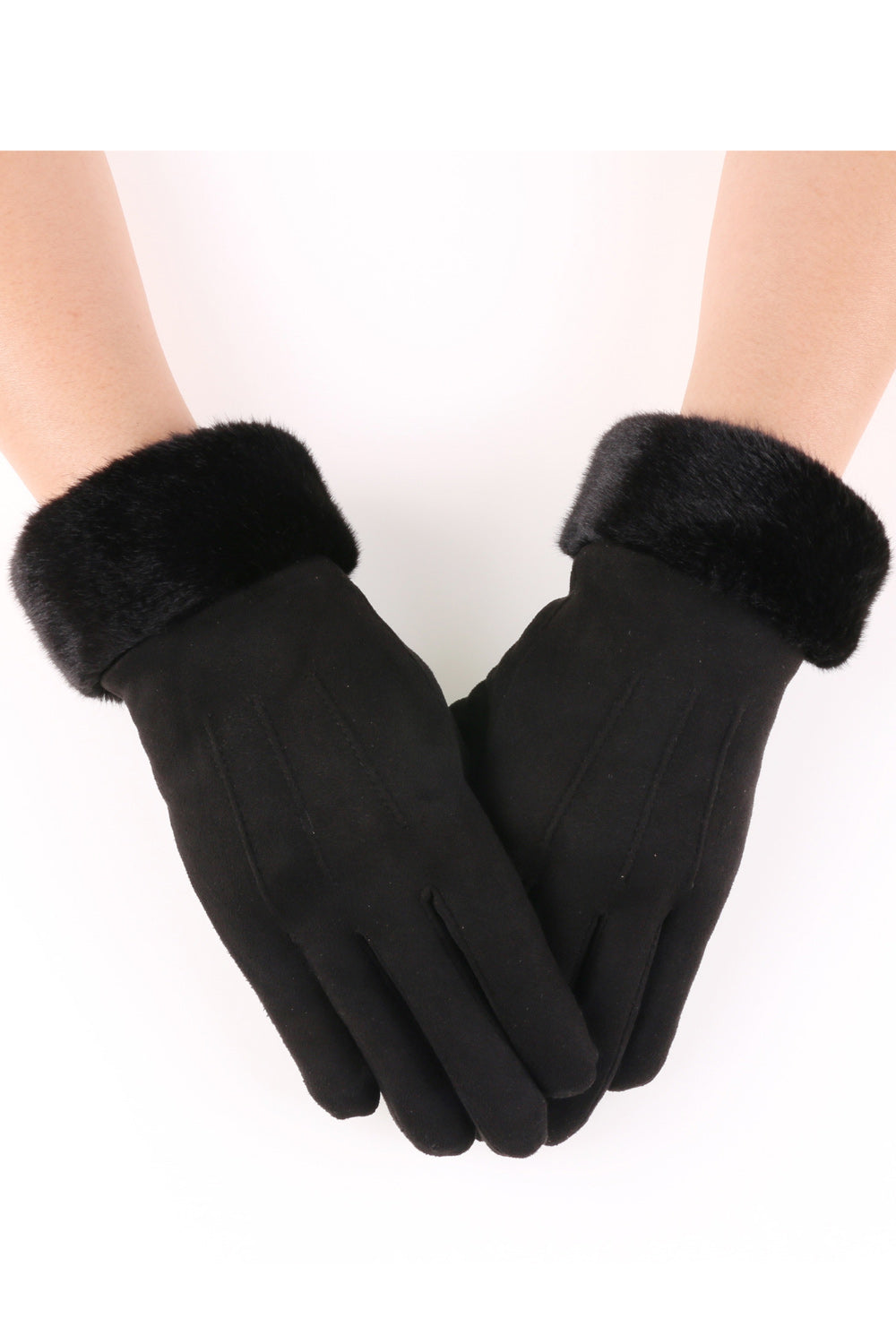 Women Warm Thick Solid Pattern Magnificent Suede Gloves
