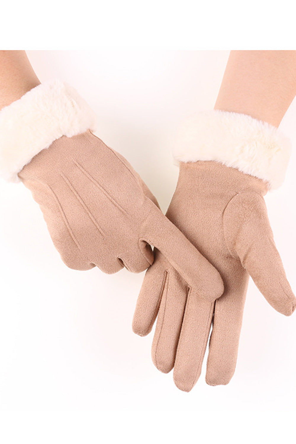 Women Warm Thick Solid Pattern Magnificent Suede Gloves