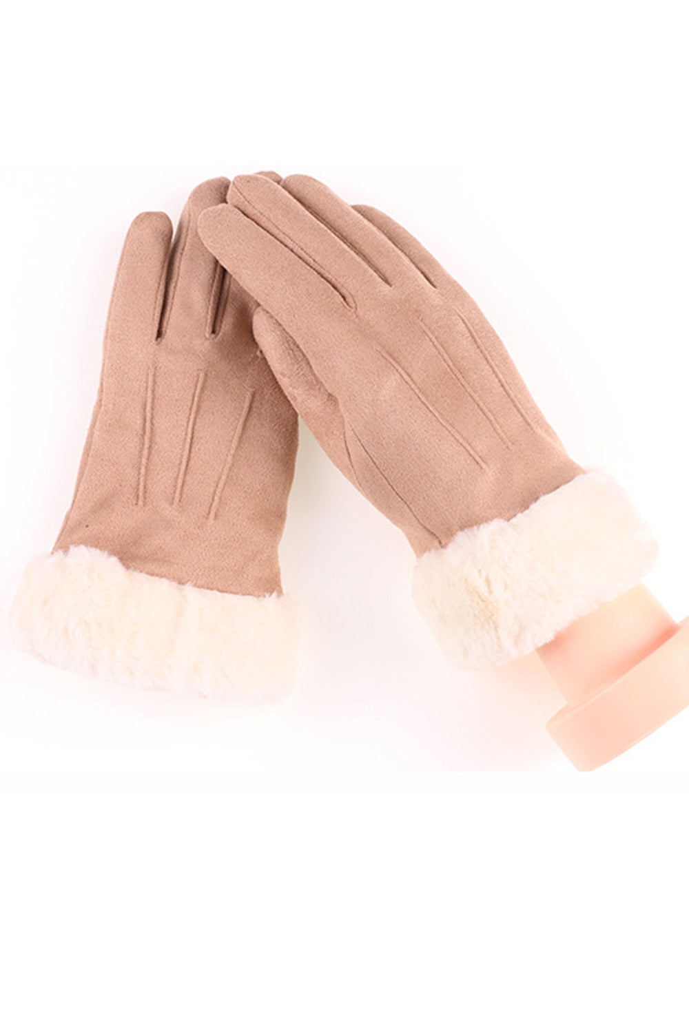 Women Warm Thick Solid Pattern Magnificent Suede Gloves