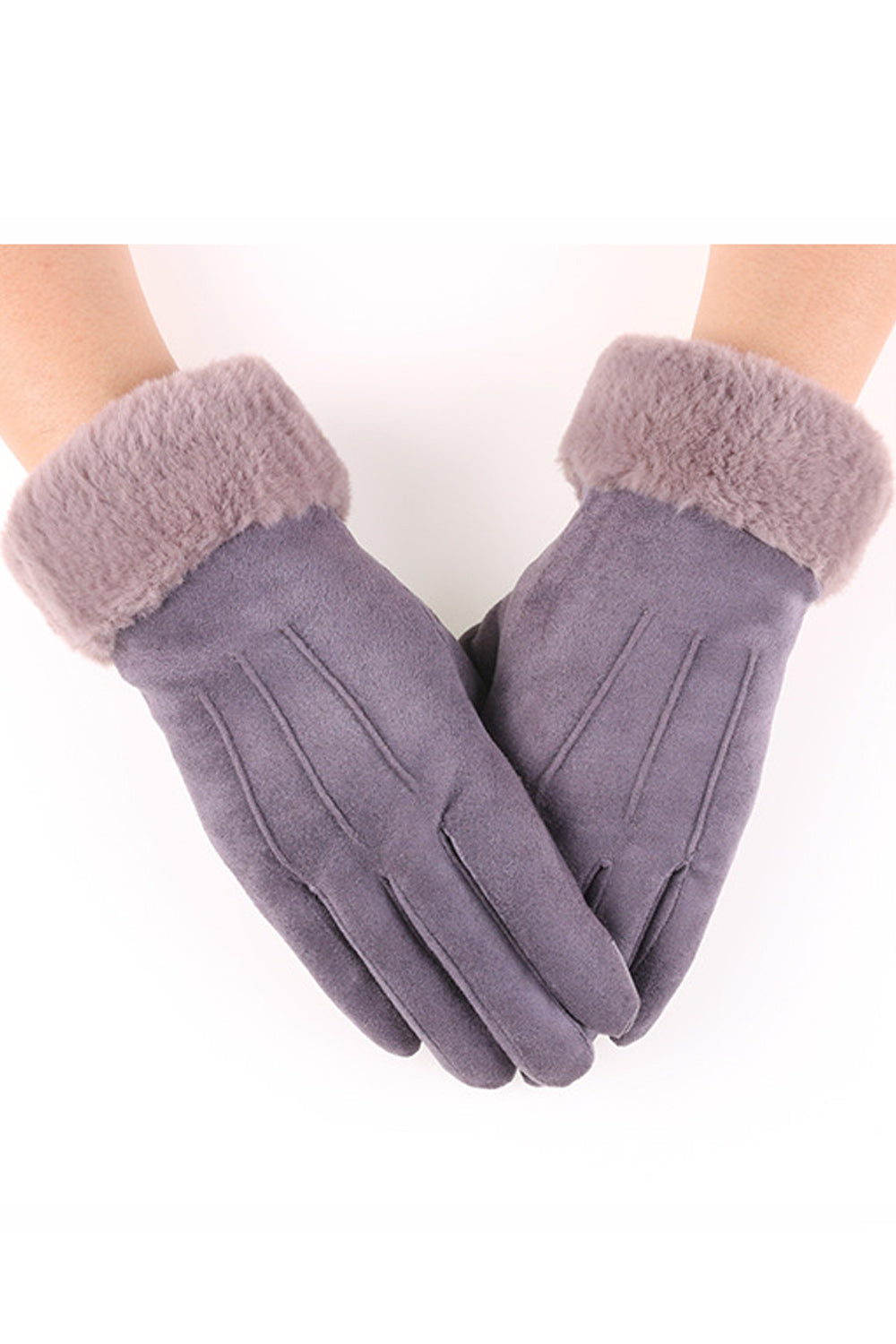 Women Warm Thick Solid Pattern Magnificent Suede Gloves