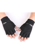 Women Classy Half Finger Solid Pattern Elastic Wrist Warm Suede Gloves