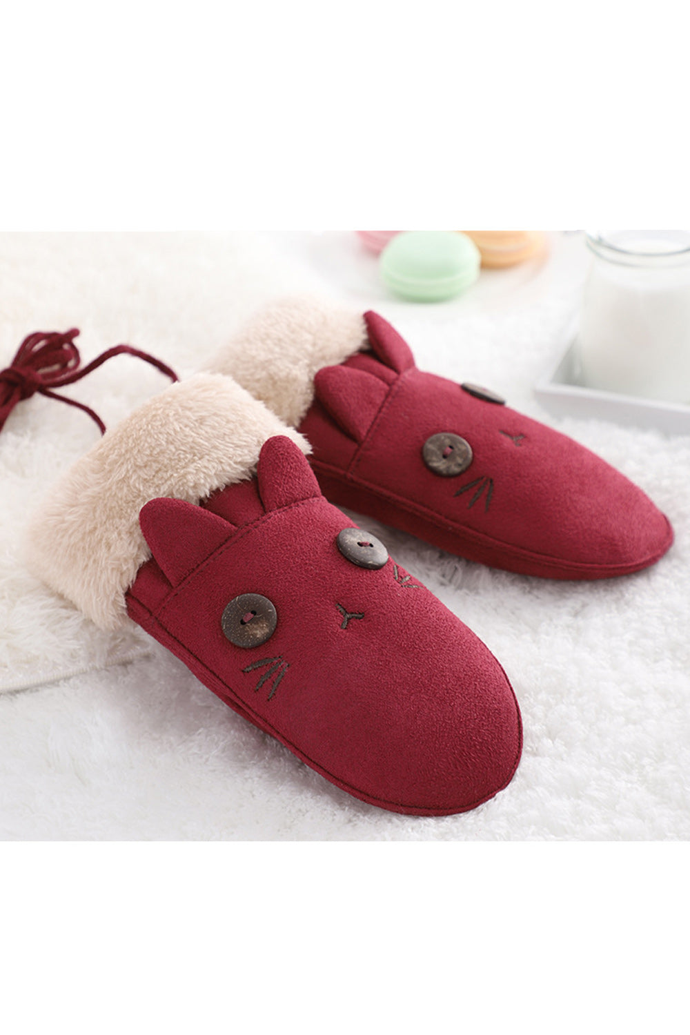 Women Cozy Winter Solid Colored Soft Easy Windproof Suede Gloves