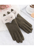 Women Winter Warm Wind Breaker Outdoor Soft Solid Colored Suede Gloves
