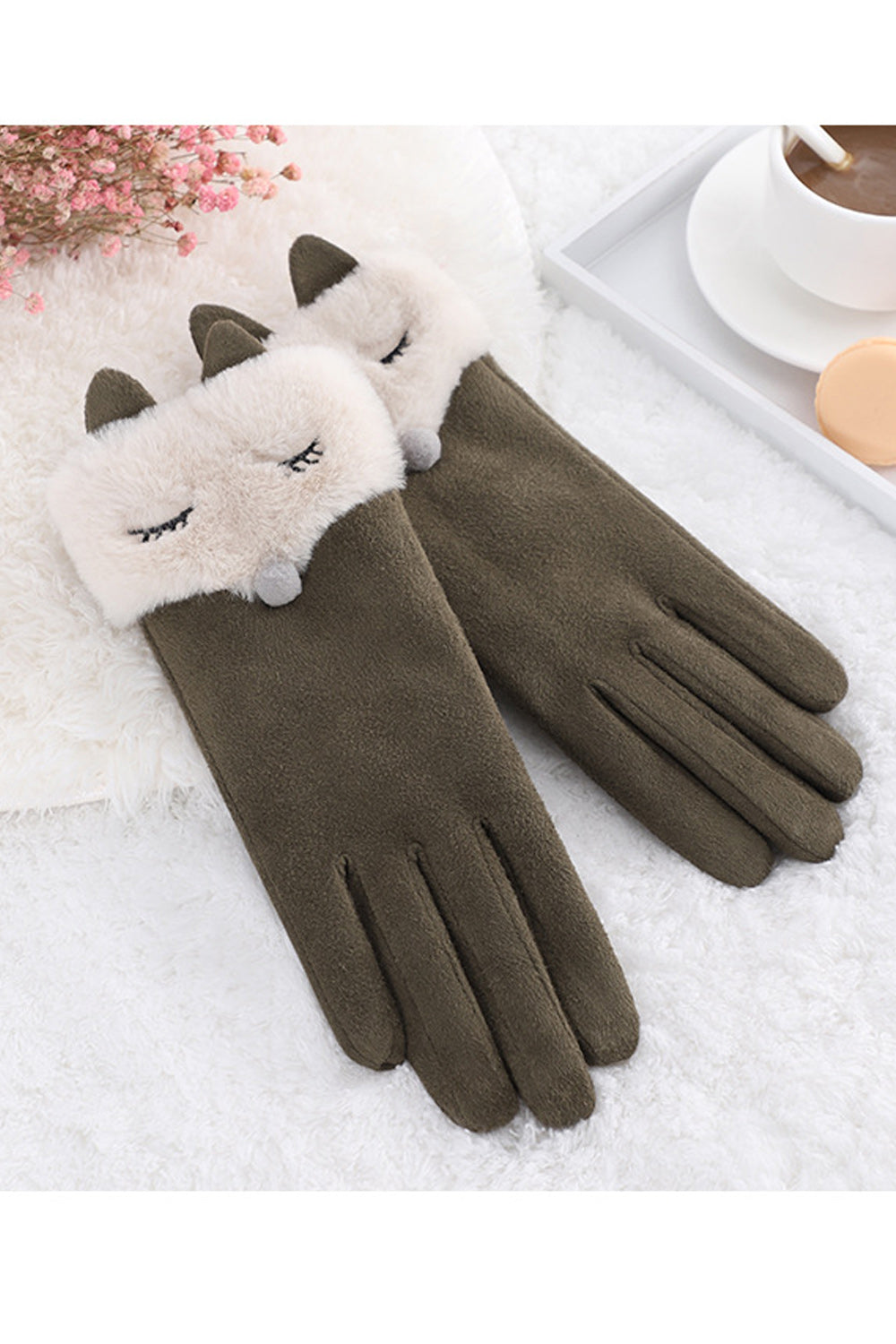 Women Winter Warm Wind Breaker Outdoor Soft Solid Colored Suede Gloves