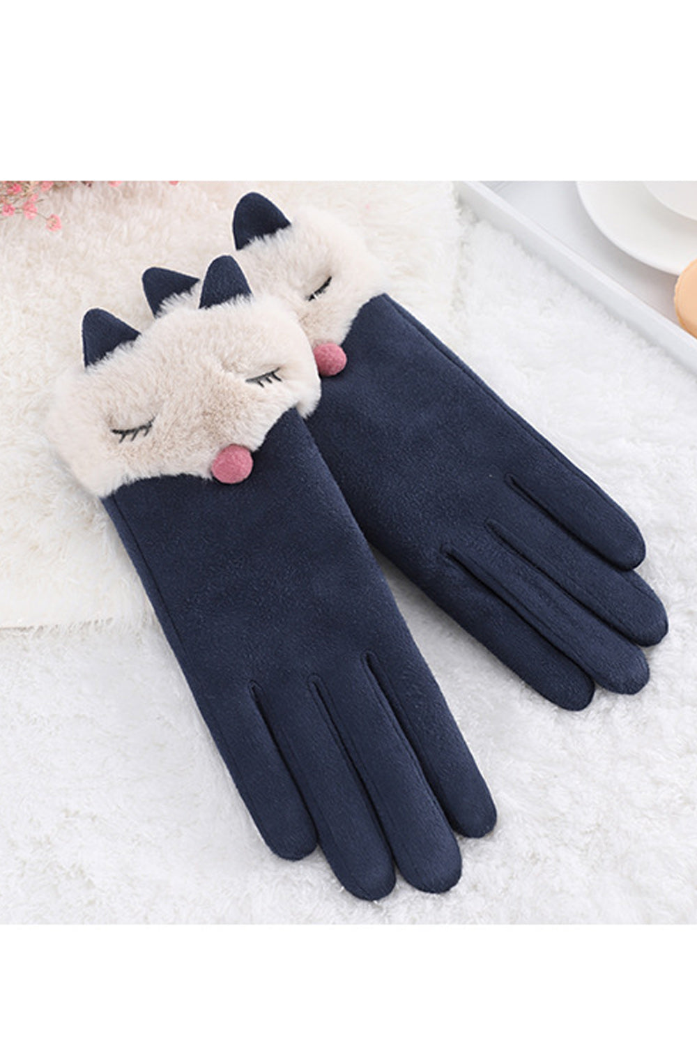 Women Winter Warm Wind Breaker Outdoor Soft Solid Colored Suede Gloves