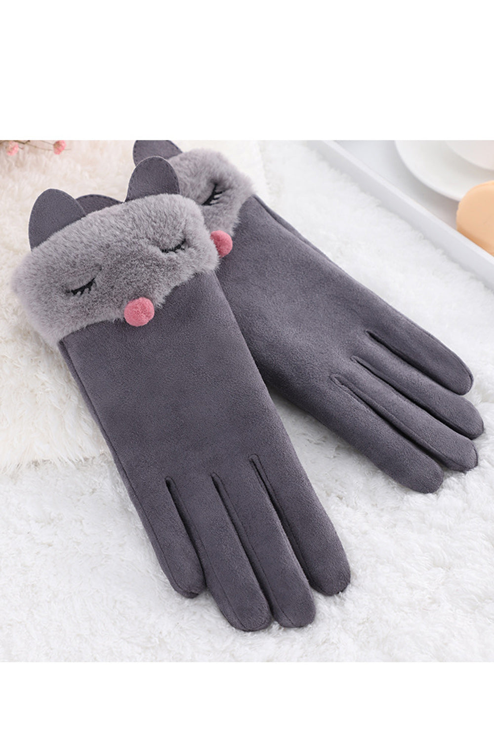 Women Winter Warm Wind Breaker Outdoor Soft Solid Colored Suede Gloves