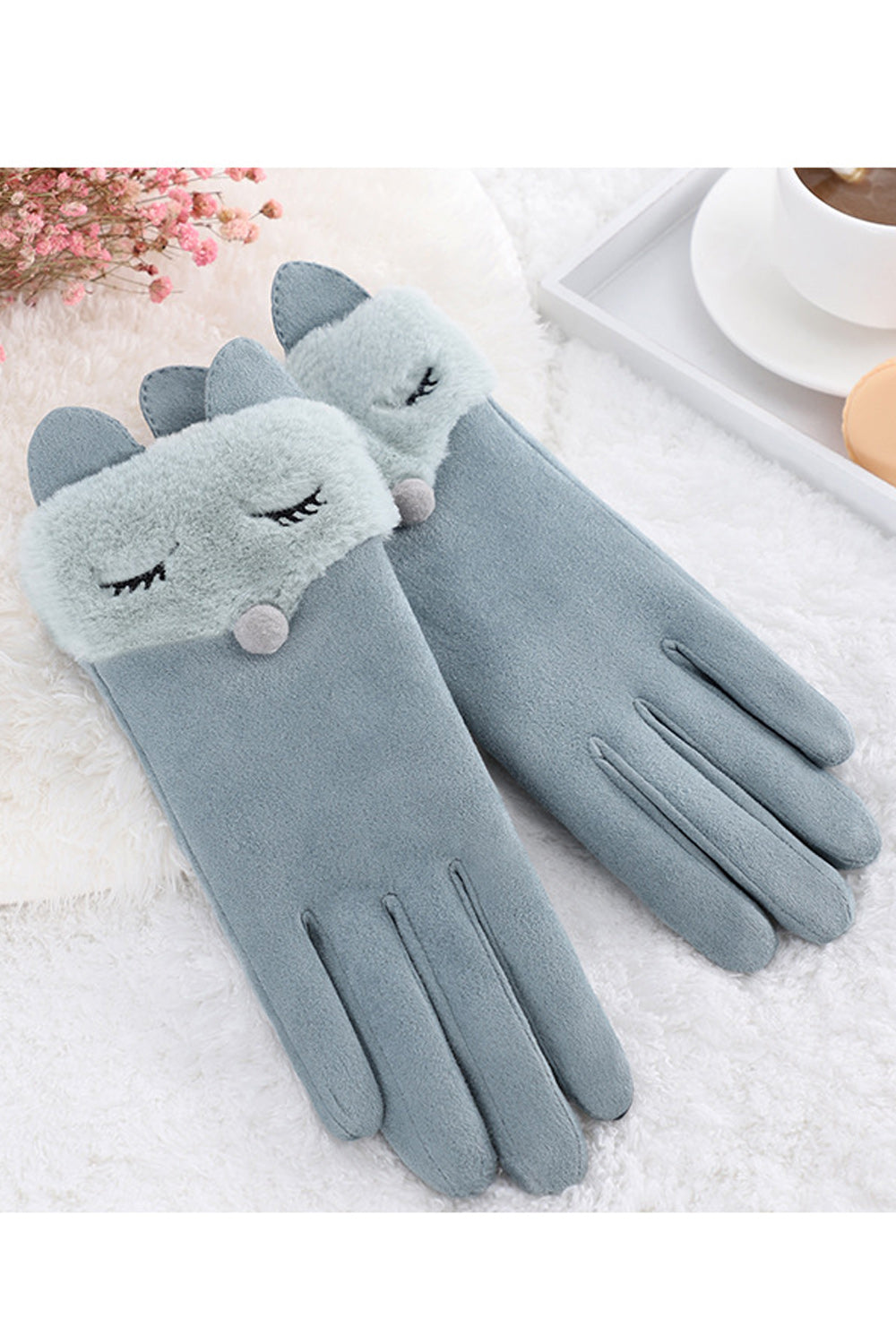 Women Winter Warm Wind Breaker Outdoor Soft Solid Colored Suede Gloves