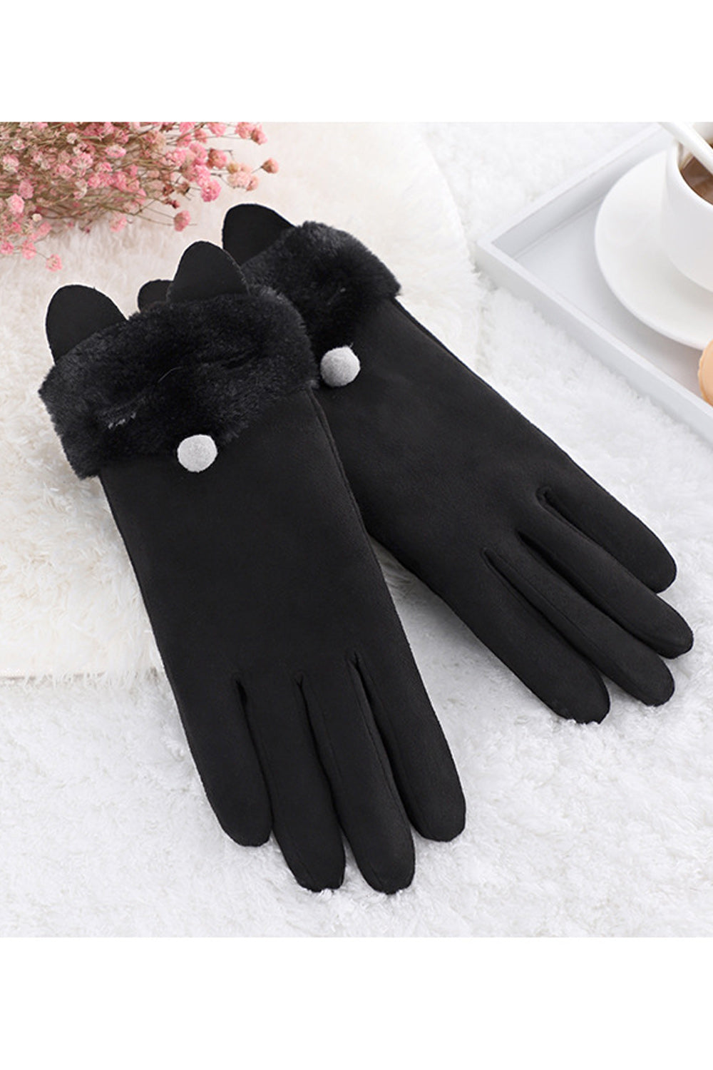 Women Winter Warm Wind Breaker Outdoor Soft Solid Colored Suede Gloves