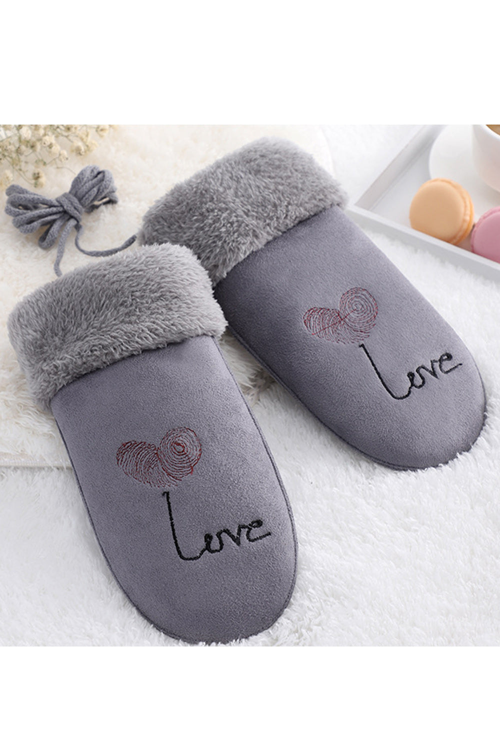 Women Cozy Solid Colored Letter Embroidered Easy Suede Gloves