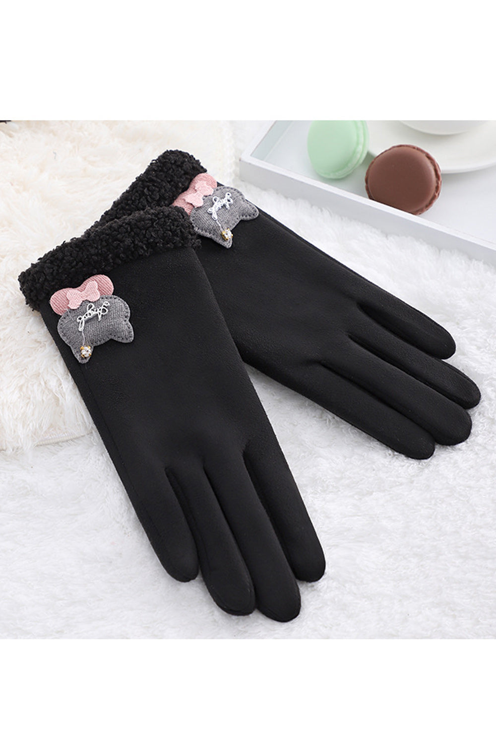 Women Elegant Solid Colored Comfortable Winter Casual Suede Gloves