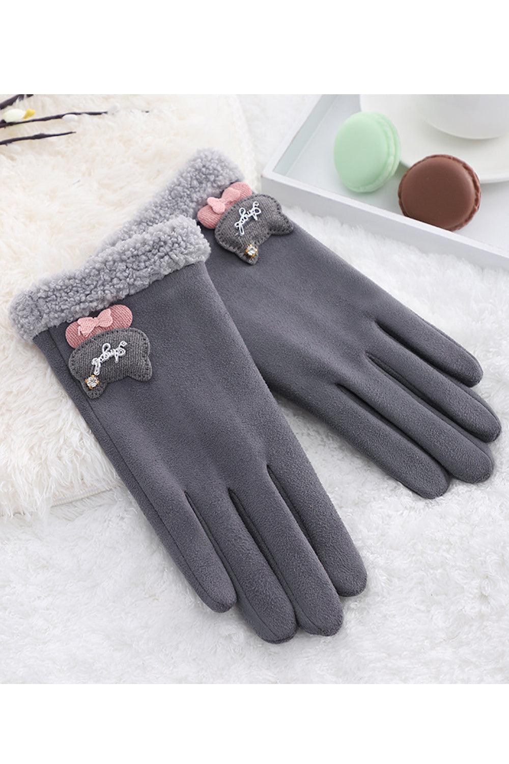 Women Elegant Solid Colored Comfortable Winter Casual Suede Gloves