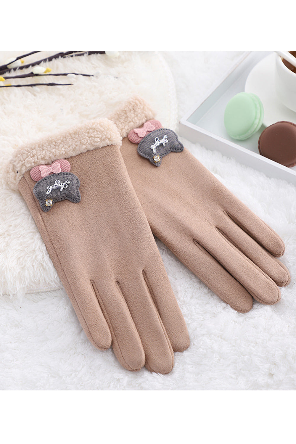 Women Elegant Solid Colored Comfortable Winter Casual Suede Gloves
