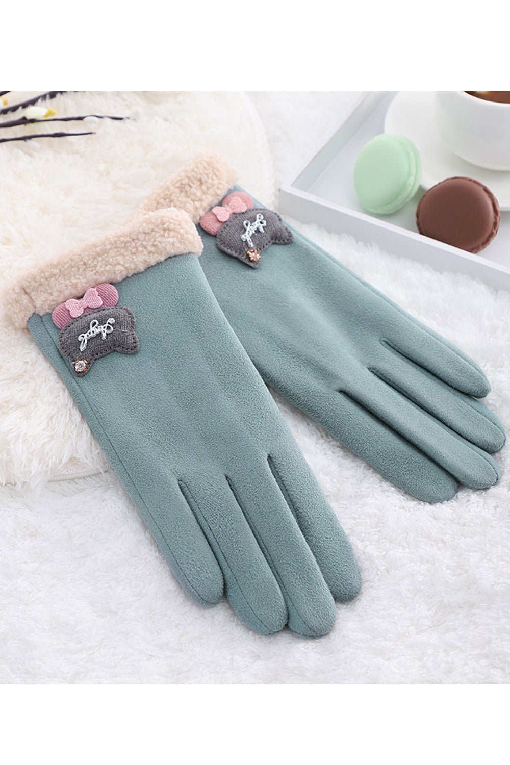 Women Elegant Solid Colored Comfortable Winter Casual Suede Gloves