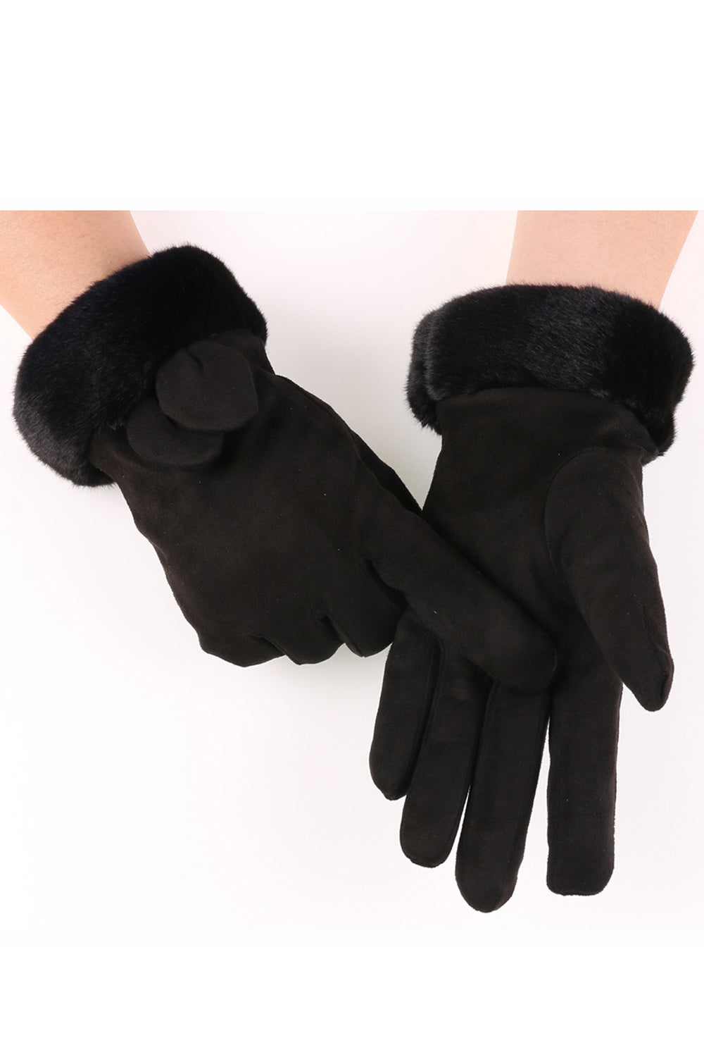 Women Thick Solid Colored Windproof Cozy Elegant Suede Gloves