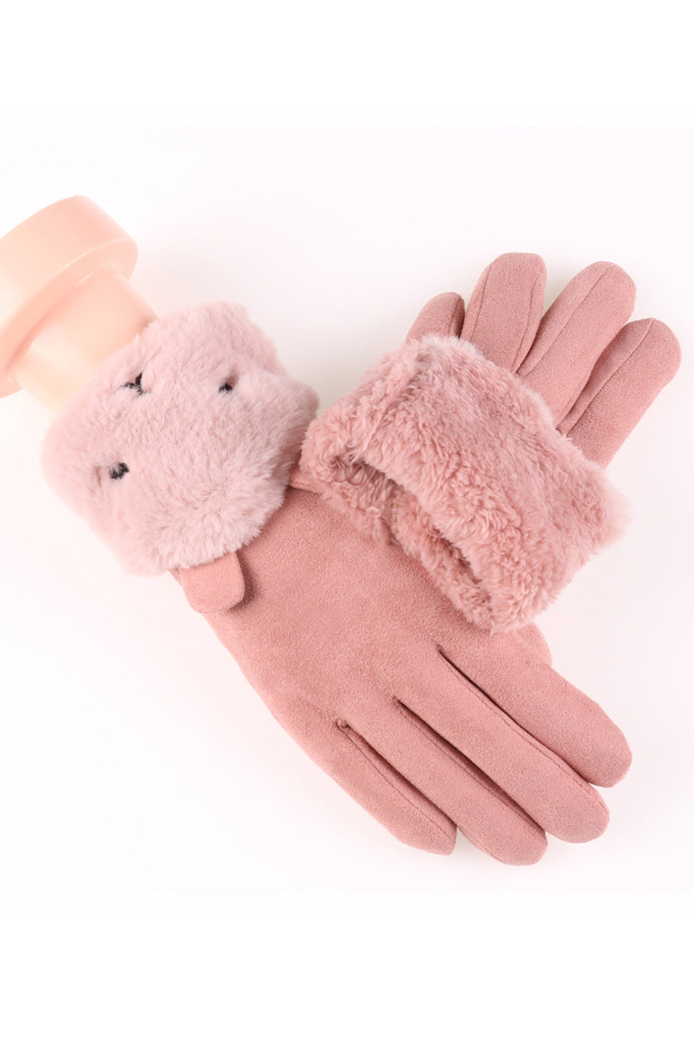 Women Thick Solid Colored Windproof Cozy Elegant Suede Gloves