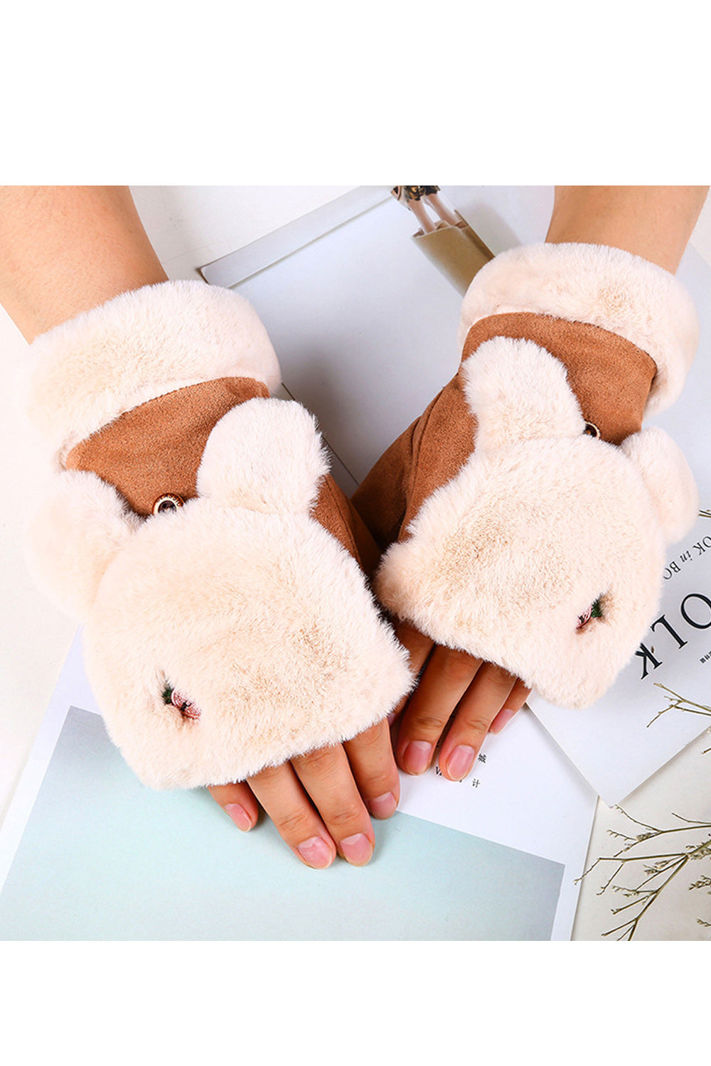 Women Cute Half Fingers Comfortable Easy Suede Gloves